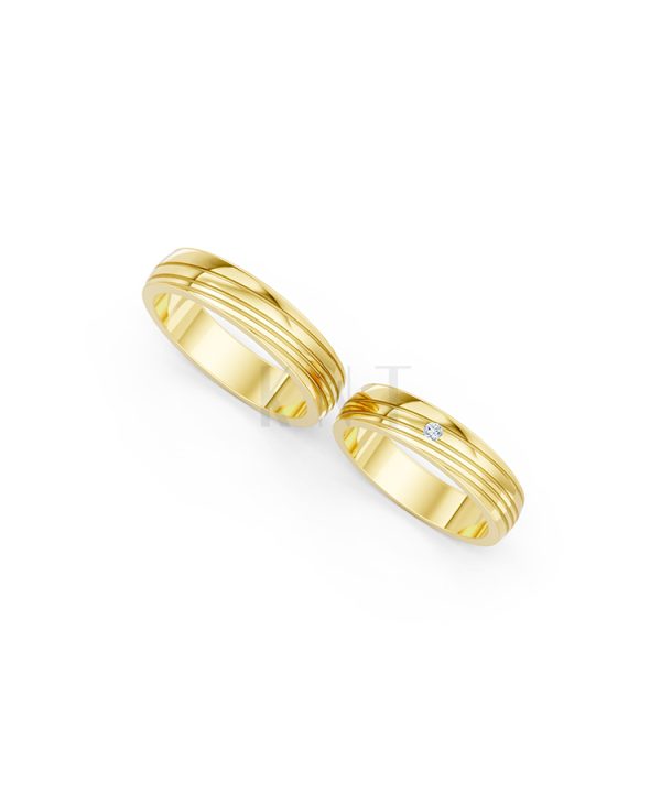 Nhẫn cưới E485 màu Vàng Gold thiết kế phá cách, sang trọng