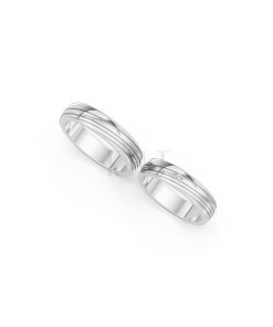 Nhẫn cưới E485 màu vàng trắng White Gold vàng sáng, đường nét sắc sảo, tinh tế