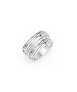 Nhẫn cưới E485 màu vàng trắng White Gold kiểu dáng hiện đại, nổi bật