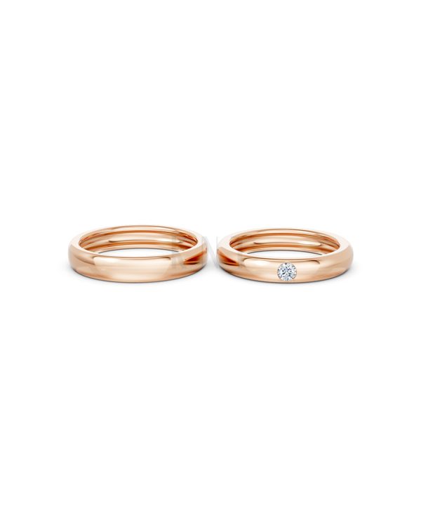 Nhẫn cưới E487 màu vàng hồng Rose Gold phong cách trẻ trung, nổi bật