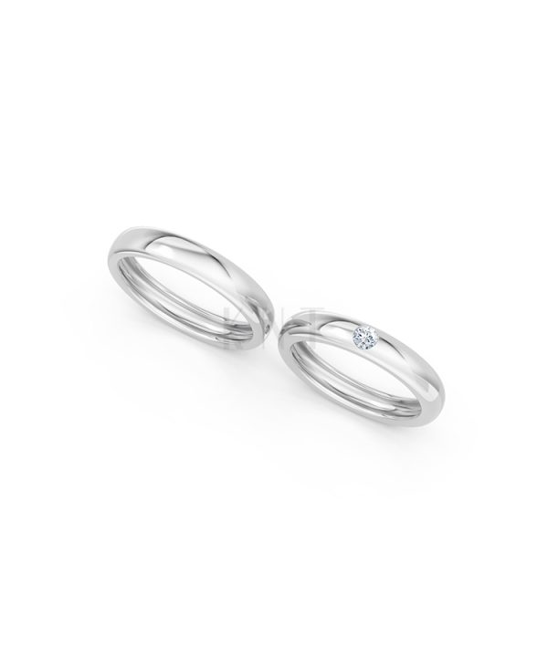 Nhẫn cưới E487 màu vàng trắng White Gold vàng sáng bóng, thiết kế trẻ trung