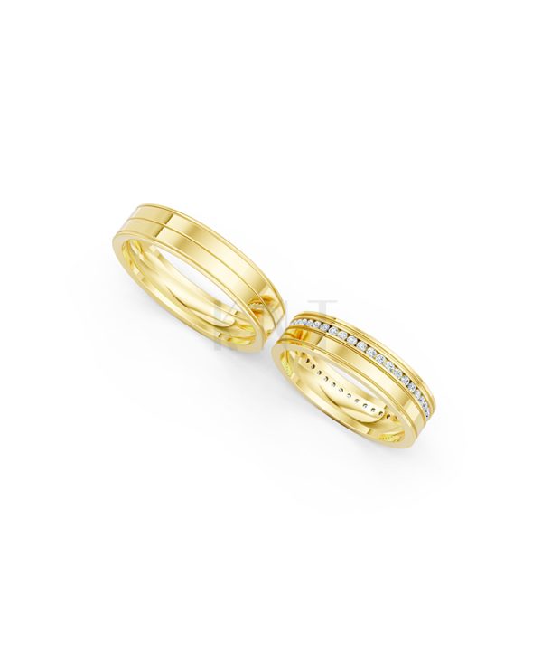 Nhẫn cưới E492 màu Vàng Gold thiết kế tinh xảo, độc đáo