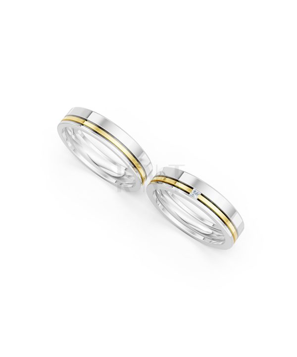 Nhẫn cưới E493 phối màu Dual Color thiết kế đối xứng, phong cách, ấn tượng