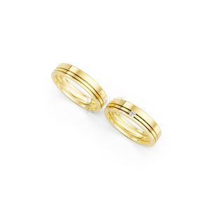 Nhẫn cưới E493 màu Vàng Gold thiết kế tinh xảo, độc đáo