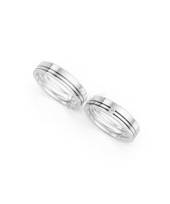 Nhẫn cưới E493 màu vàng trắng White Gold vàng sáng bóng, thiết kế trẻ trung