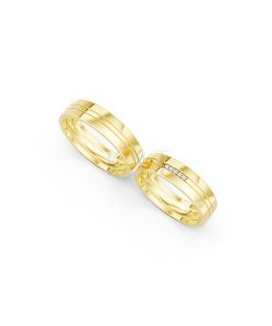 Nhẫn cưới E494 màu Vàng Gold thiết kế phá cách, sang trọng