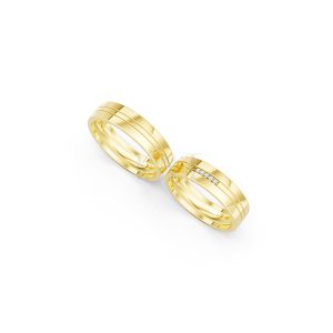 Nhẫn cưới E494 màu Vàng Gold thiết kế phá cách, sang trọng