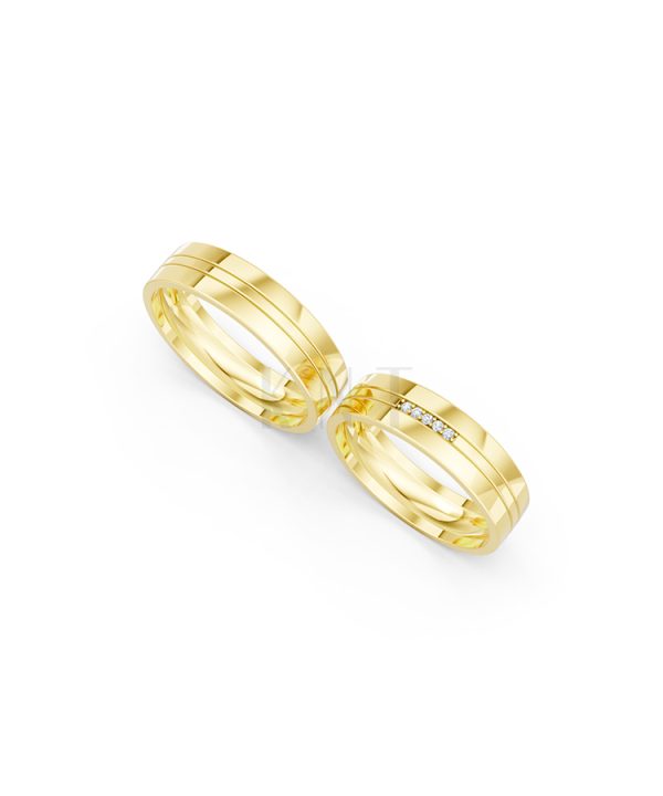 Nhẫn cưới E494 màu Vàng Gold thiết kế phá cách, sang trọng