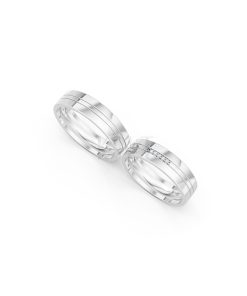 Nhẫn cưới E494 màu vàng trắng White Gold kiểu dáng cá tính, hiện đại