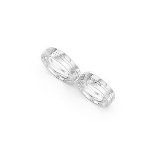 Nhẫn cưới E494 màu vàng trắng White Gold kiểu dáng cá tính, hiện đại