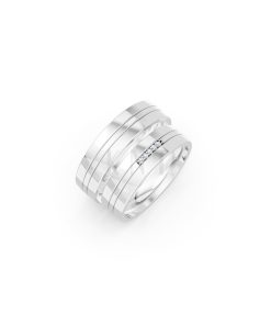 Nhẫn cưới E494 màu vàng trắng White Gold kiểu dáng hiện đại, nổi bật