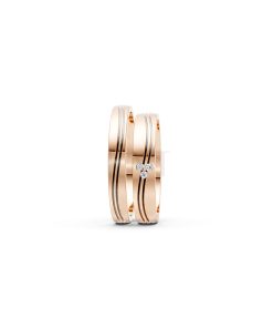 Nhẫn cưới E495 màu vàng hồng Rose Gold phong cách trẻ trung, nổi bật