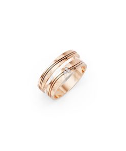 Nhẫn cưới E495 màu vàng hồng Rose Gold họa tiết ấn tượng, cá tính