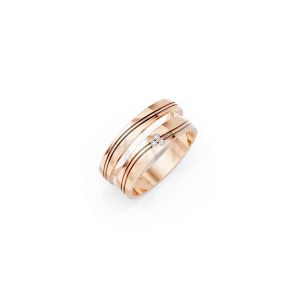 Nhẫn cưới E495 màu vàng hồng Rose Gold họa tiết ấn tượng, cá tính