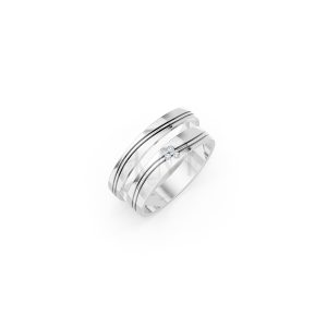 Nhẫn cưới E495 màu vàng trắng White Gold kiểu dáng hiện đại, nổi bật