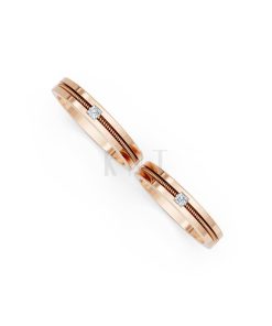 Nhẫn cưới E496 vàng hồng Rose Gold vàng đẹp, kiểu dáng trẻ trung, độc đáo