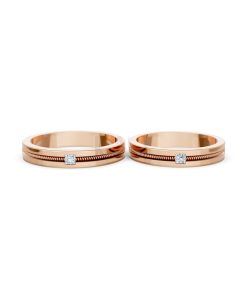 Nhẫn cưới E496 vàng hồng Rose Gold thiết kế đối xứng, phong cách, ấn tượng