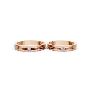 Nhẫn cưới E496 vàng hồng Rose Gold thiết kế đối xứng, phong cách, ấn tượng