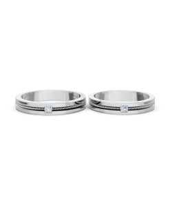 Nhẫn cưới E496 vàng trắng White Gold kiểu dáng cá tính, hiện đại