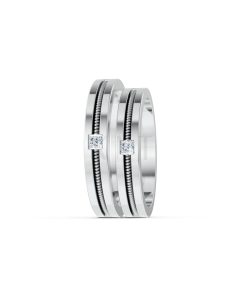 Nhẫn cưới E496 vàng trắng White Gold vàng sáng, đường nét sắc sảo, tinh tế