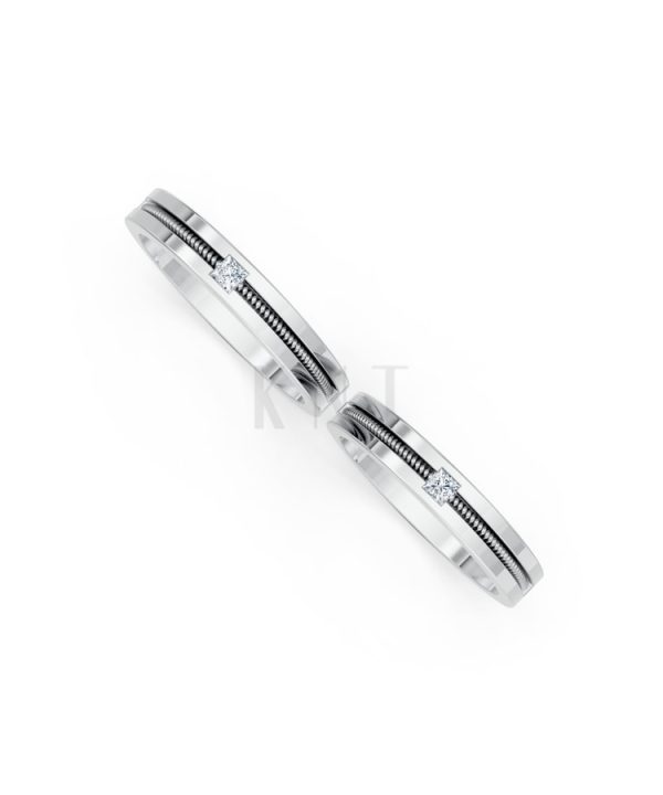 Nhẫn cưới E496 vàng trắng White Gold thiết kế trẻ trung, hiện đại