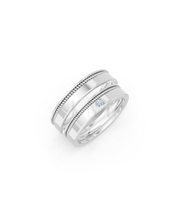 Nhẫn cưới E515 thiết kế tinh xảo, đường nét mềm mại màu vàng trắng White Gold kiểu dáng hiện đại, nổi bật