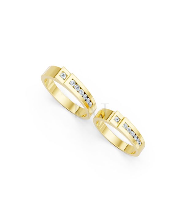 Nhẫn cưới E55 màu Vàng Gold thiết kế tinh xảo, độc đáo