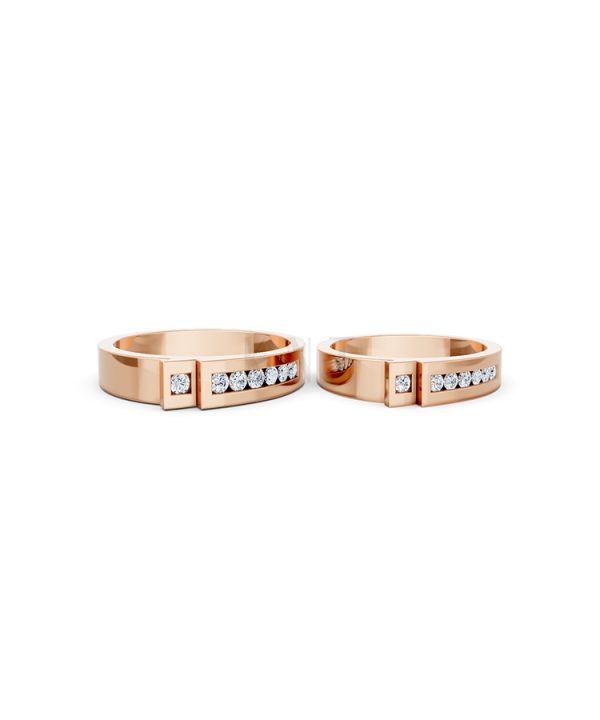 Nhẫn cưới E55 màu vàng hồng Rose Gold phong cách trẻ trung, nổi bật