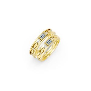 Nhẫn cưới E614 phong cách hiện đại, đá hình chữ nhật độc đáo màu Vàng Gold thiết kế tinh tế, sang trọng