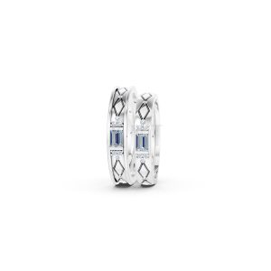 Nhẫn cưới E614 phong cách hiện đại, đá hình chữ nhật độc đáo màu vàng trắng White Gold kiểu dáng cá tính, hiện đại