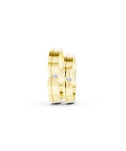 Nhẫn cưới E615 đường nét uốn lượn mềm mại và tinh tế màu Vàng Gold đính đá trắng, thiết kế phá cách, sang trọng