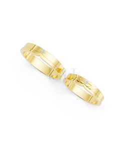 Nhẫn cưới E615 đường nét uốn lượn mềm mại và tinh tế màu Vàng Gold vàng 10K/14K/18K/607 đính đá nhỏ, thanh lịch