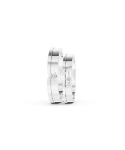 Nhẫn cưới E615 đường nét uốn lượn mềm mại và tinh tế màu vàng trắng White Gold vàng sáng, đường nét sắc sảo, tinh tế