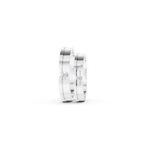 Nhẫn cưới E615 đường nét uốn lượn mềm mại và tinh tế màu vàng trắng White Gold vàng sáng, đường nét sắc sảo, tinh tế