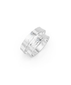 Nhẫn cưới E615 đường nét uốn lượn mềm mại và tinh tế màu vàng trắng White Gold kiểu dáng hiện đại, nổi bật