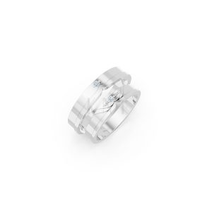 Nhẫn cưới E615 đường nét uốn lượn mềm mại và tinh tế màu vàng trắng White Gold kiểu dáng hiện đại, nổi bật