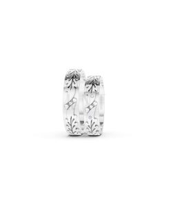Nhẫn cưới E616 hoạ tiết lá cây mềm mại, thiết kế hiện đại màu vàng trắng White Gold vàng sáng, đường nét sắc sảo, tinh tế