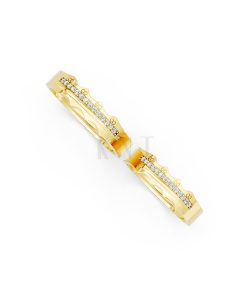 Nhẫn cưới E66 đường nét uốn lượn độc đáo và chân thật màu Vàng Gold vàng 10K/14K/18K/607 đính đá nhỏ, thanh lịch