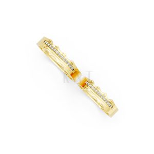 Nhẫn cưới E66 đường nét uốn lượn độc đáo và chân thật màu Vàng Gold vàng 10K/14K/18K/607 đính đá nhỏ, thanh lịch