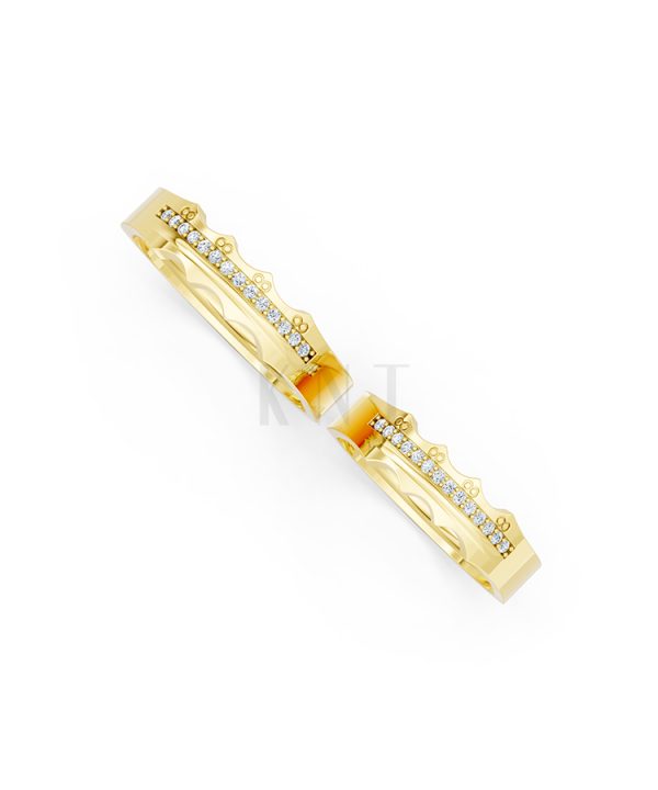 Nhẫn cưới E66 đường nét uốn lượn độc đáo và chân thật màu Vàng Gold vàng 10K/14K/18K/607 đính đá nhỏ, thanh lịch