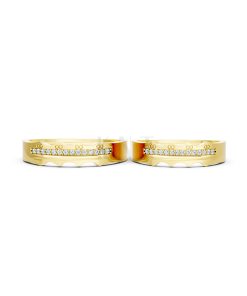 Nhẫn cưới E66 đường nét uốn lượn độc đáo và chân thật màu Vàng Gold mặt nhẫn chạm khắc tinh xảo, độc đáo
