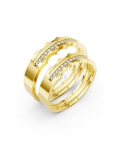 Nhẫn cưới E66 đường nét uốn lượn độc đáo và chân thật màu Vàng Gold thiết kế tinh tế, sang trọng