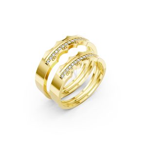 Nhẫn cưới E66 đường nét uốn lượn độc đáo và chân thật màu Vàng Gold thiết kế tinh tế, sang trọng