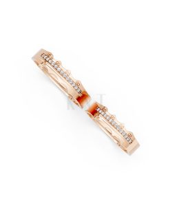 Nhẫn cưới E66 đường nét uốn lượn độc đáo và chân thật màu vàng hồng Rose Gold vàng đẹp, họa tiết hình học, độc đáo