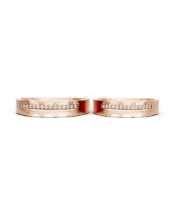 Nhẫn cưới E66 đường nét uốn lượn độc đáo và chân thật màu vàng hồng Rose Gold thiết kế đối xứng, phong cách, ấn tượng