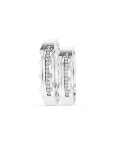 Nhẫn cưới E66 đường nét uốn lượn độc đáo và chân thật màu vàng trắng White Gold vàng sáng, đường nét sắc sảo, tinh tế