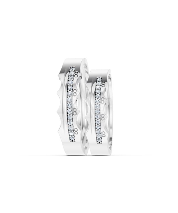 Nhẫn cưới E66 đường nét uốn lượn độc đáo và chân thật màu vàng trắng White Gold vàng sáng, đường nét sắc sảo, tinh tế