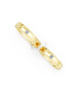 Nhẫn cưới E71 thiết kế vàng trơn thanh lịch, tối giản màu Vàng Gold vàng 10K/14K/18K/607 đính đá nhỏ, thanh lịch