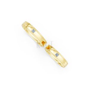 Nhẫn cưới E71 thiết kế vàng trơn thanh lịch, tối giản màu Vàng Gold vàng 10K/14K/18K/607 đính đá nhỏ, thanh lịch
