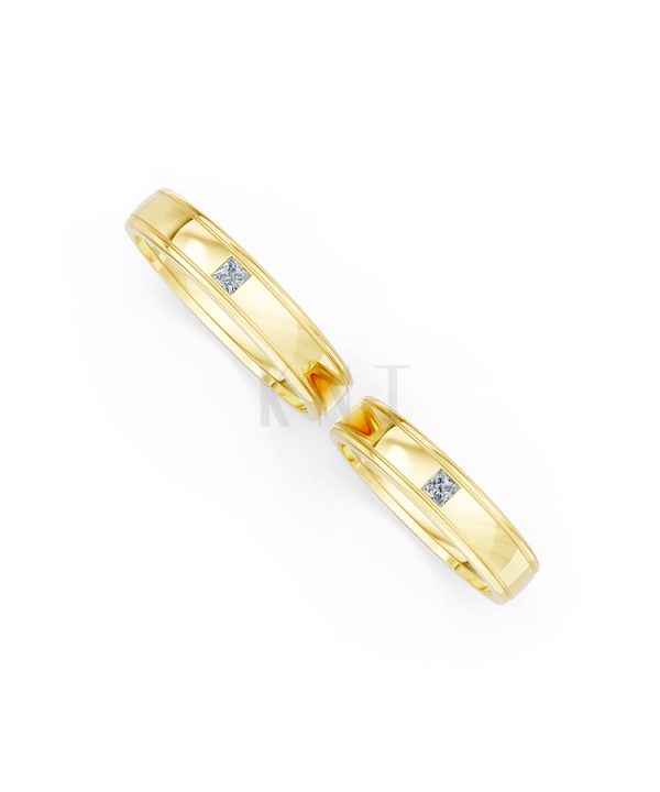Nhẫn cưới E71 thiết kế vàng trơn thanh lịch, tối giản màu Vàng Gold vàng 10K/14K/18K/607 đính đá nhỏ, thanh lịch